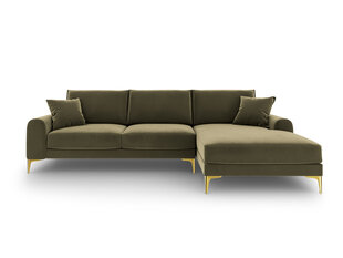 Stūra dīvāns Mazzini Sofas Madara, velūrs, zaļš/zeltainas krāsas cena un informācija | Stūra dīvāni | 220.lv