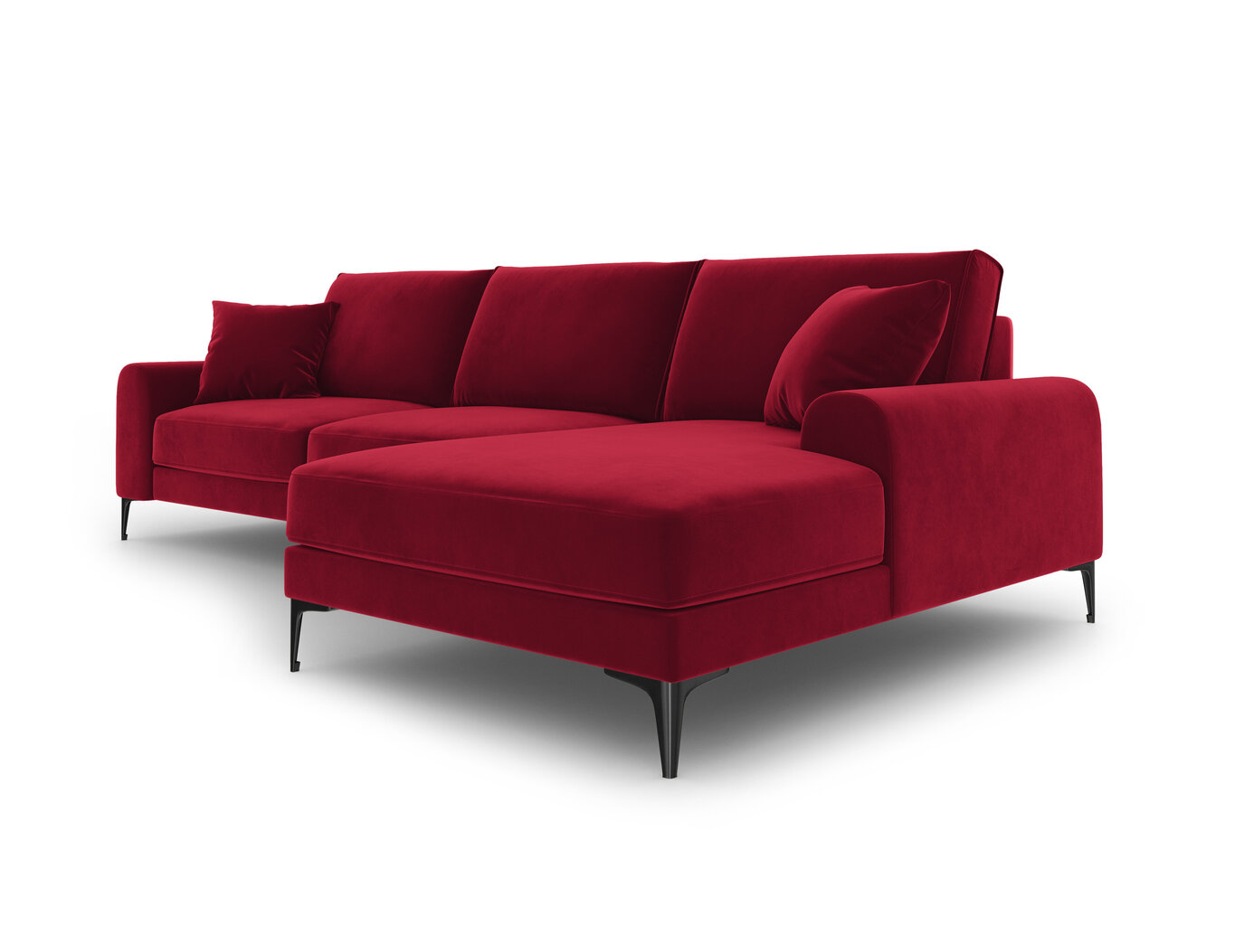 Stūra dīvāns Mazzini Sofas Madara, velūrs, sarkans/melns cena un informācija | Stūra dīvāni | 220.lv