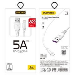 Dudao USB / Lightning fasst charging data cable 5A 1m white (L2L 1m white) цена и информация | Кабели для телефонов | 220.lv