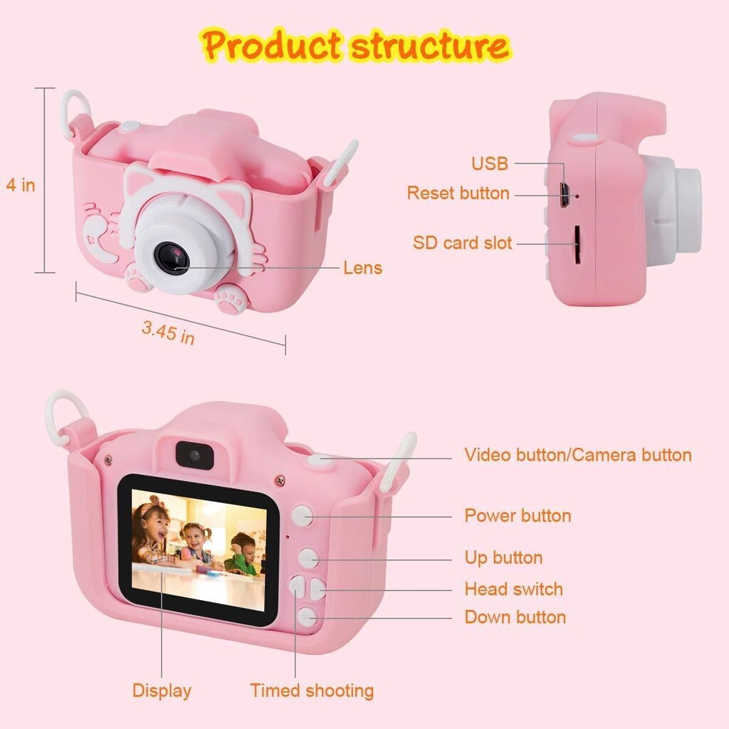 Hallo Bērnu digitālā fotokamera CUTE KITTY cena un informācija | Attīstošās rotaļlietas | 220.lv