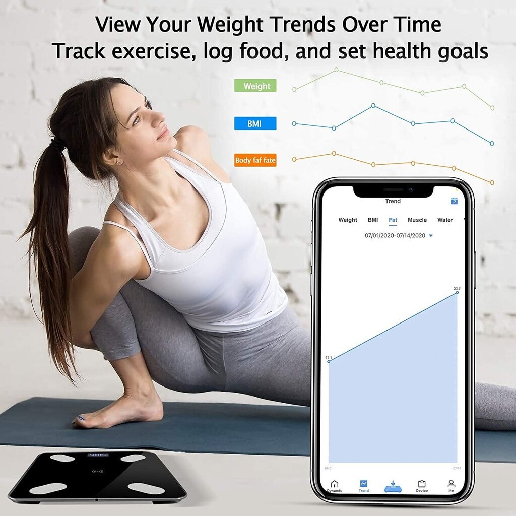 Viedie svari vannas istabai Smart Bluetooth Glass cena un informācija | Ķermeņa svari, bagāžas svari | 220.lv