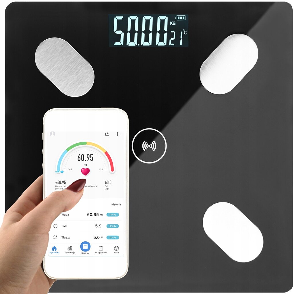 Viedie svari vannas istabai Smart Bluetooth Glass cena un informācija | Ķermeņa svari, bagāžas svari | 220.lv