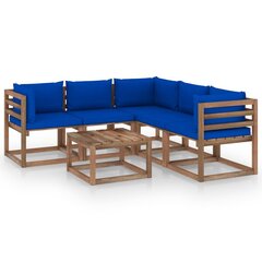 Dārza mēbeļu komplekts vidaXL, 6 daļas, zili matrači цена и информация | Комплекты уличной мебели | 220.lv
