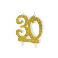 Dzimšanas dienas svece Nr.30, zelts, 7,5cm cena un informācija | Svētku dekorācijas | 220.lv