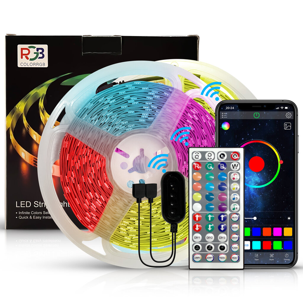 Viedā RGB 5050 LED lente 15m ar Bluetooth un mūzikas vadību cena un informācija | LED lentes | 220.lv