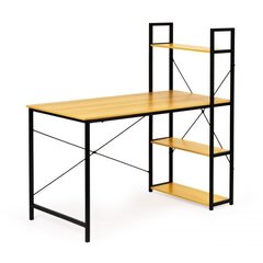 Rakstāmgalds ar plauktiņiem Modern Home, 120x64 cm, gaiši brūns/melns цена и информация | Компьютерные, письменные столы | 220.lv