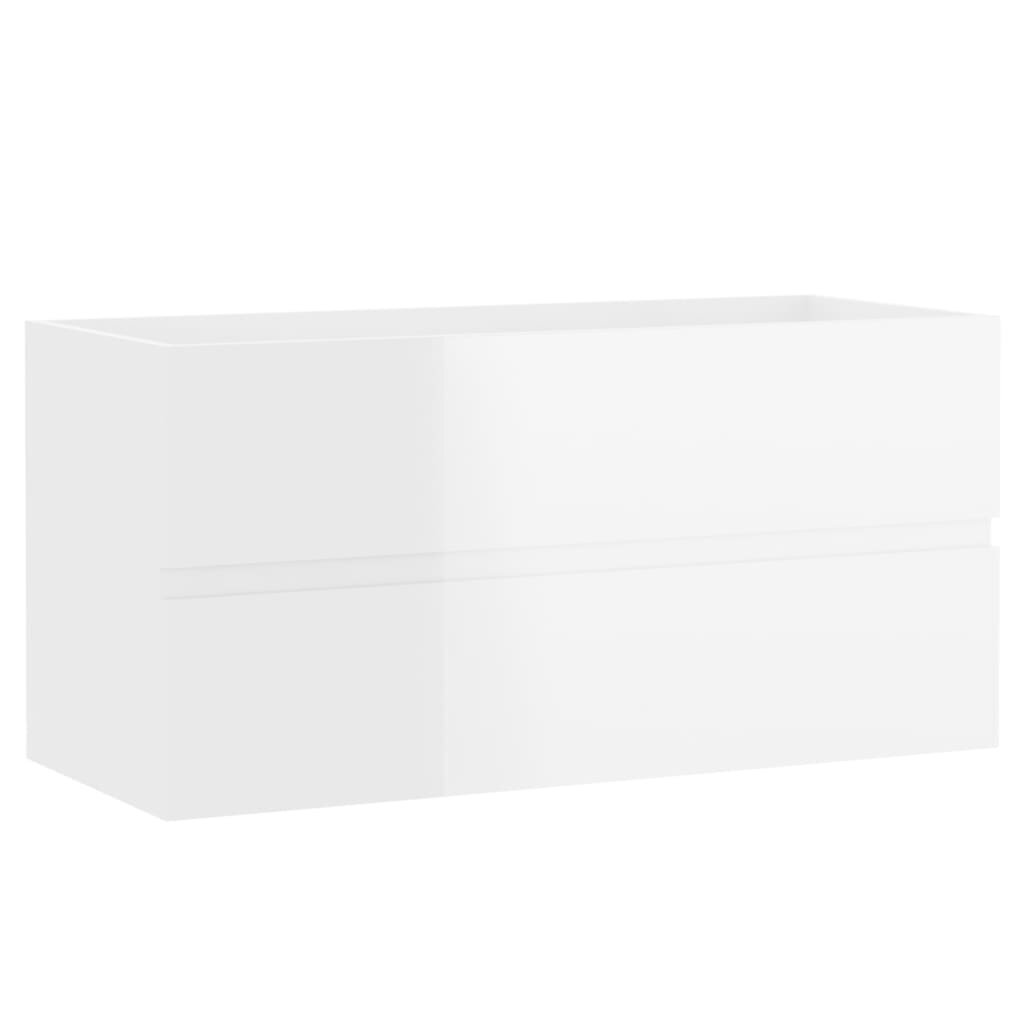 Izlietnes skapītis vidaXL, 90x38.5x45 cm, spīdīgi balts cena un informācija | Vannas istabas skapīši | 220.lv
