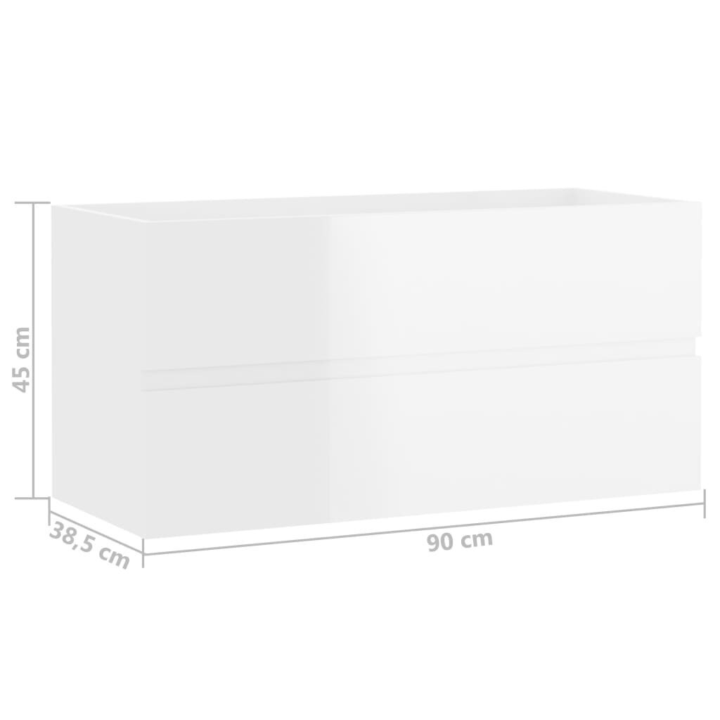 Izlietnes skapītis vidaXL, 90x38.5x45 cm, spīdīgi balts цена и информация | Vannas istabas skapīši | 220.lv