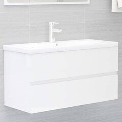 Izlietnes skapītis vidaXL, 90x38.5x45 cm, spīdīgi balts цена и информация | Шкафчики для ванной | 220.lv