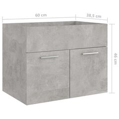 Izlietnes skapītis, 60x38.5x46cm, betona pelēks cena un informācija | Vannas istabas skapīši | 220.lv