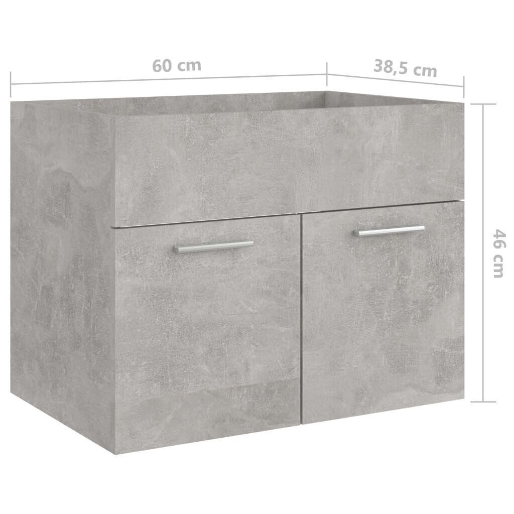 Izlietnes skapītis, 60x38.5x46cm, betona pelēks цена и информация | Vannas istabas skapīši | 220.lv