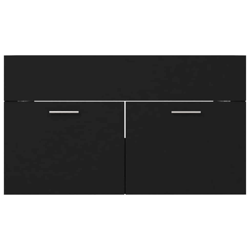 Izlietnes skapītis, 80x38.5x46cm, melns cena un informācija | Vannas istabas skapīši | 220.lv
