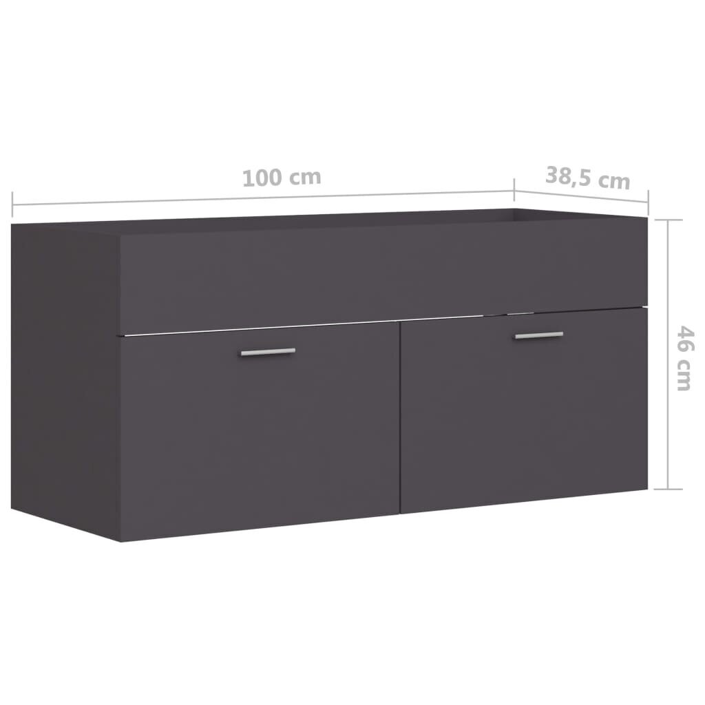 Izlietnes skapītis vidaXL, 100x38.5x46 cm, pelēks цена и информация | Vannas istabas skapīši | 220.lv