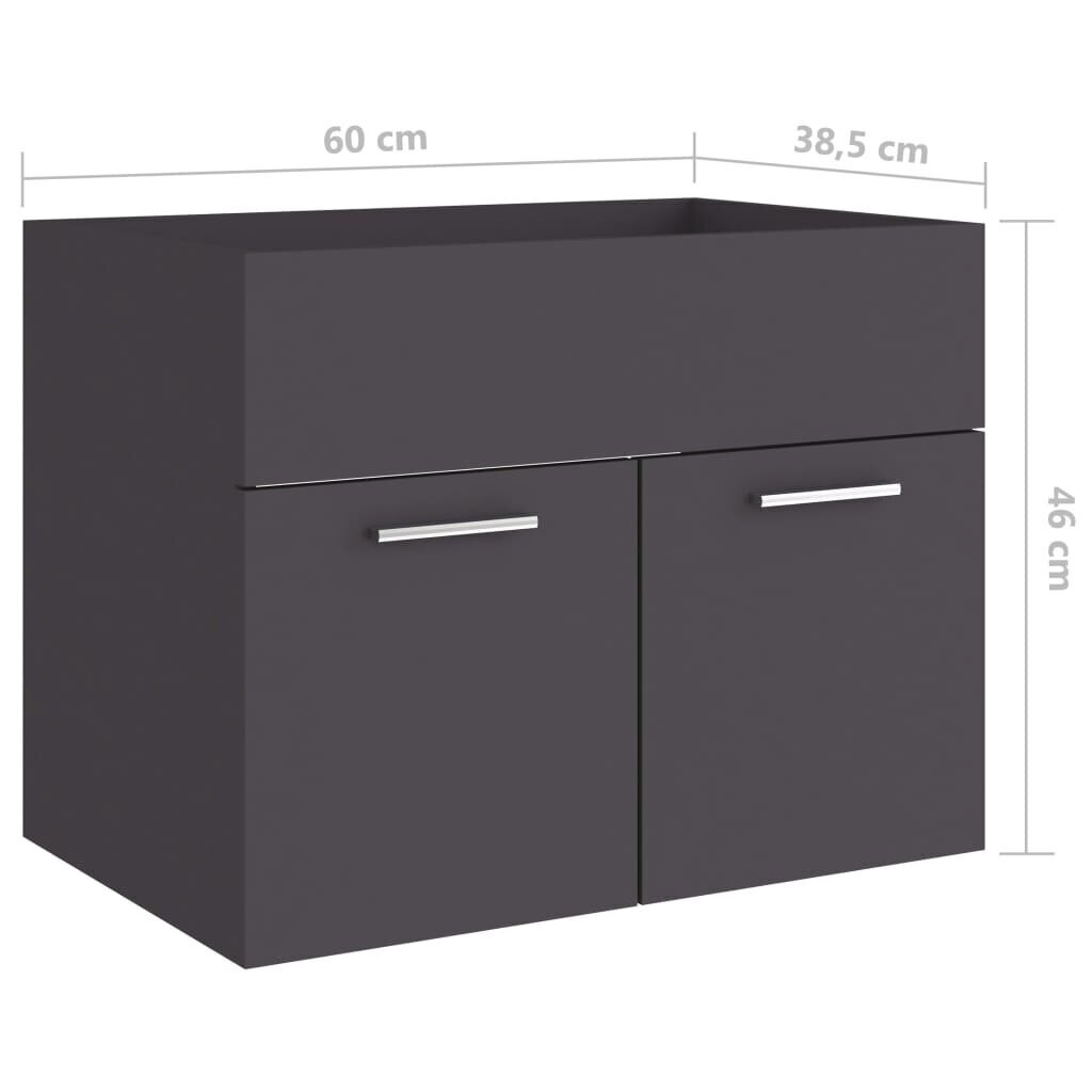 Izlietnes skapītis, 60x38.5x46cm, pelēks cena un informācija | Vannas istabas skapīši | 220.lv