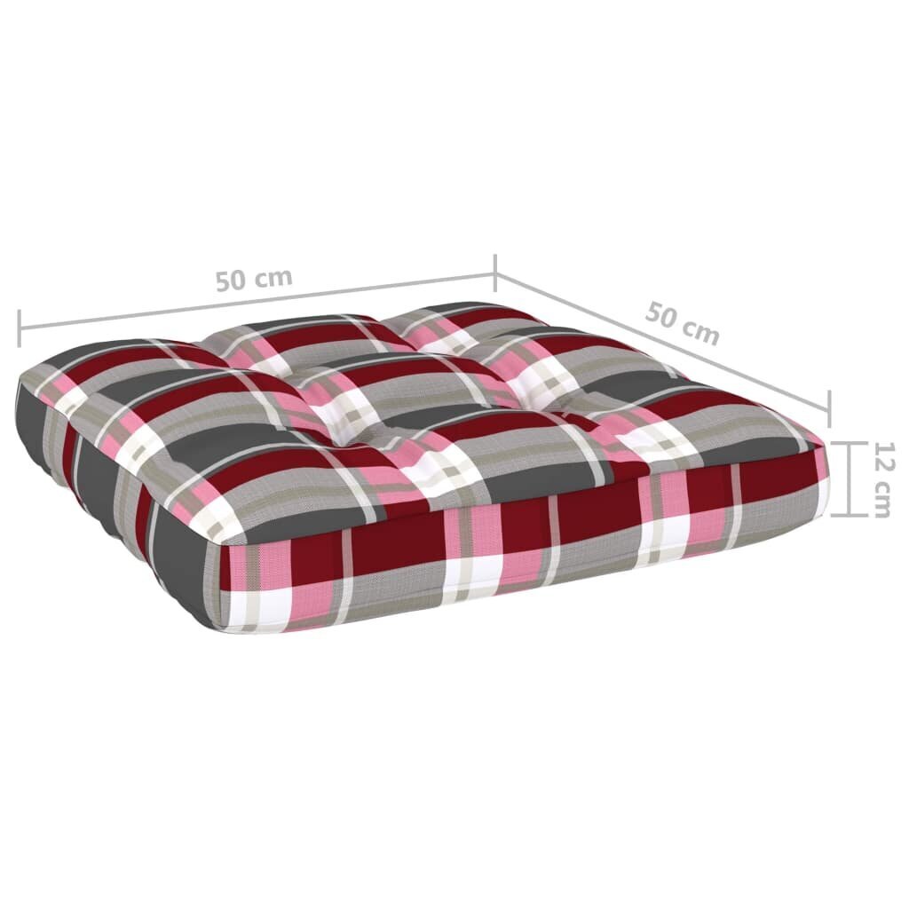 Palešu dīvānu matrači vidaXL, 2 gab., sarkans četrstūru raksts cena un informācija | Krēslu paliktņi | 220.lv