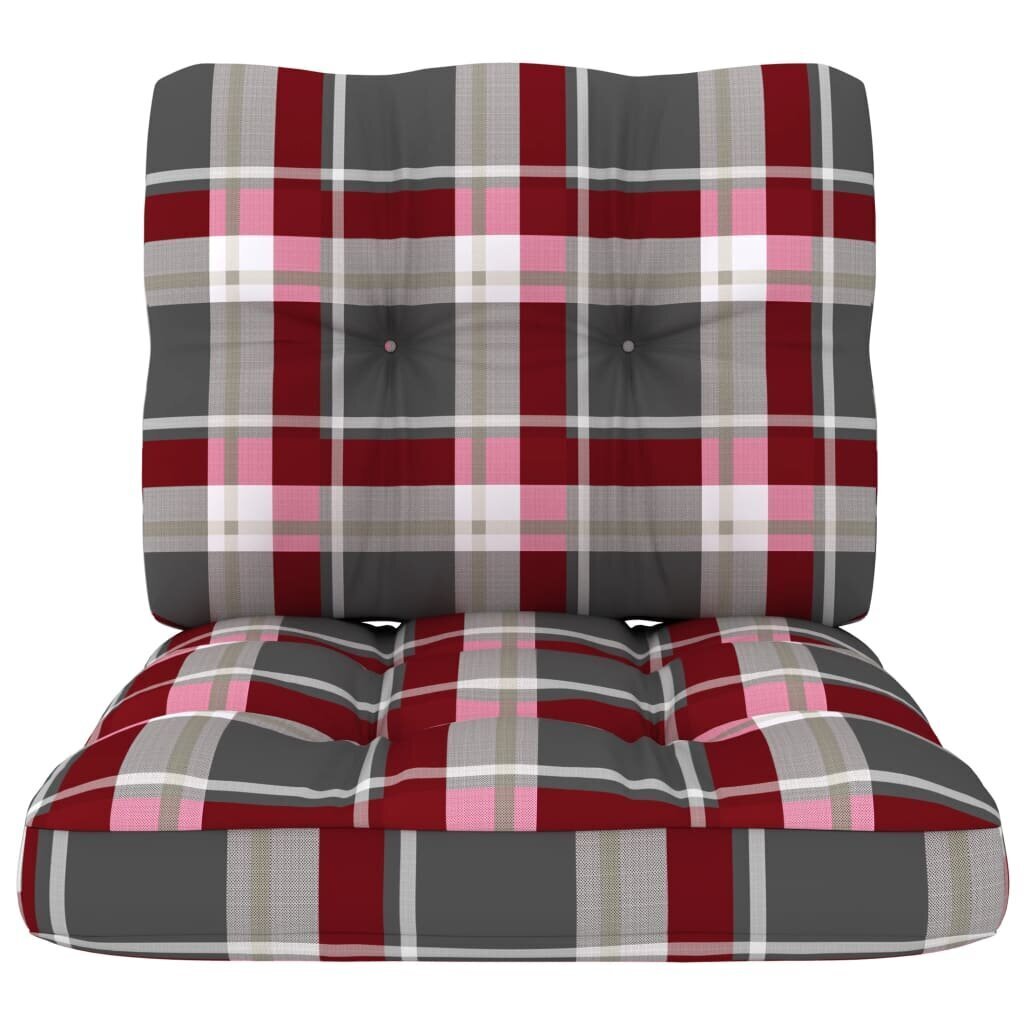Palešu dīvānu matrači vidaXL, 2 gab., sarkans četrstūru raksts cena un informācija | Krēslu paliktņi | 220.lv