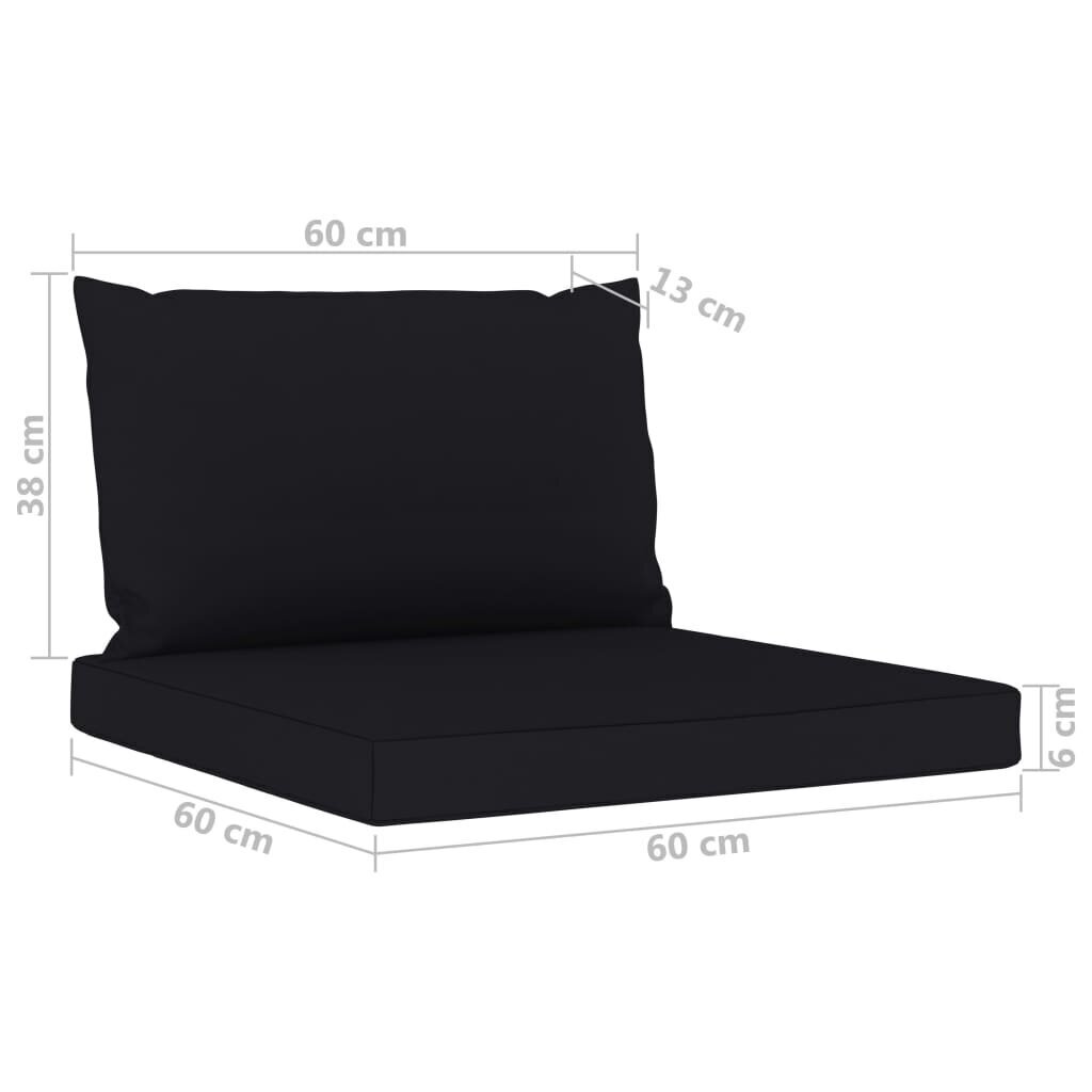 Palešu dīvānu matrači vidaXL, 2 gab., melni cena un informācija | Krēslu paliktņi | 220.lv