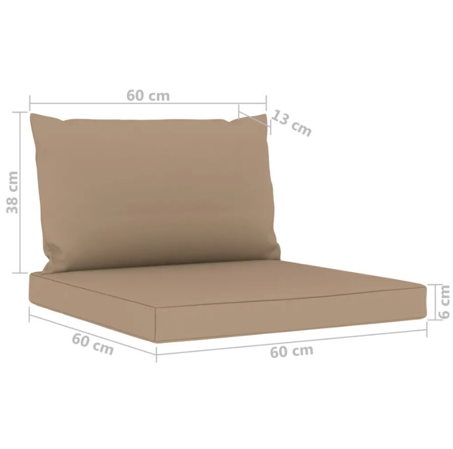 Palešu dīvānu matrači vidaXL, 2 gab., pelēkbrūni цена и информация | Krēslu paliktņi | 220.lv