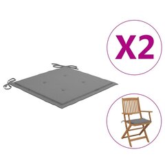 Dārza krēslu matrači vidaXL, 2 gab., pelēki, 40x40x4 cm cena un informācija | Krēslu paliktņi | 220.lv