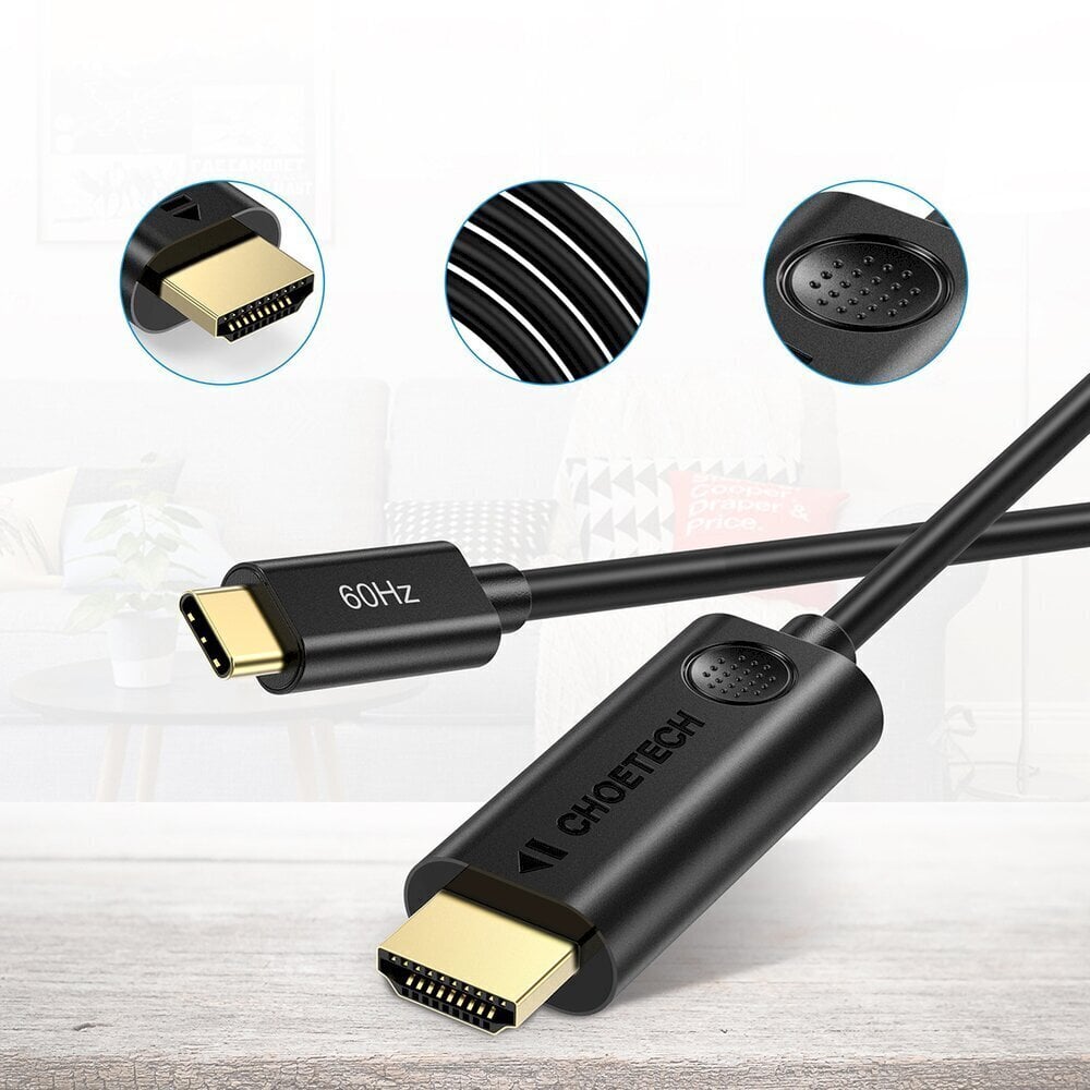 Kabelis Choetech unidirectional adapter cable USB Type C adapter (male) to HDMI 2.0 (male) 4K 60Hz 1.8m (CH0019) цена и информация | Savienotājkabeļi | 220.lv