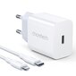 Lādētājs Choetech USB travel wall charger Type C 20W Power Delivery + USB Cable Type C - Lightning 1.2m (PD5005) cena un informācija | Lādētāji un adapteri | 220.lv