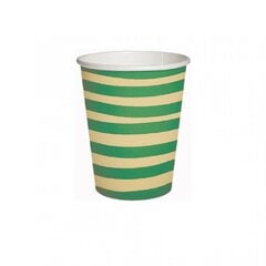 Papīra glāzes - Brush strokes beige green, 250 ml, 10 gab. cena un informācija | Vienreizējie trauki | 220.lv