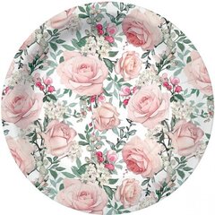 Papīra šķīvji - Gorgeous roses, 23 cm, 10 gab., 0.145kg/iep. cena un informācija | Vienreizējie trauki | 220.lv