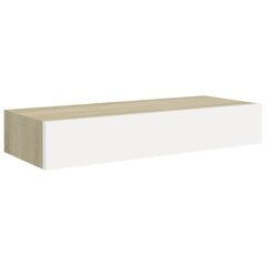 Sienas plaukts ar atvilktni vidaXL, ozols/balts, 60x23,5x10cm цена и информация | Полки | 220.lv