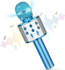 Zils karaoke mikrofons - tumbiņa ar balss mainīšanas efektiem WS-858 цена и информация | Развивающие игрушки | 220.lv