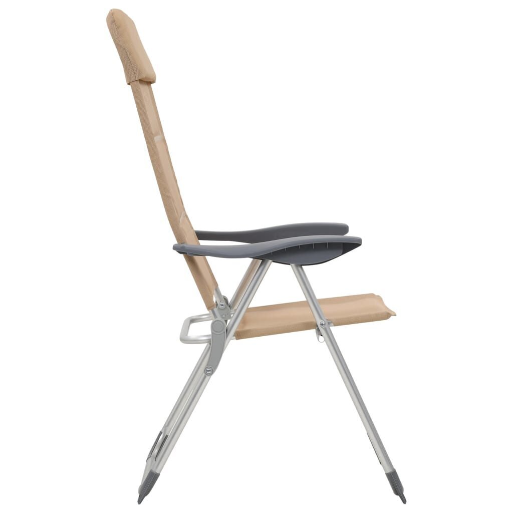 vidaXL kempinga krēsli, 2 gab., 58x69x111 cm, alumīnijs, pelēki cena un informācija |  Tūrisma mēbeles | 220.lv