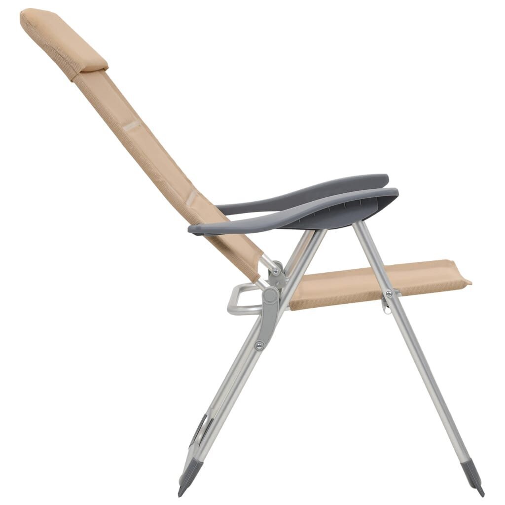 vidaXL kempinga krēsli, 2 gab., 58x69x111 cm, alumīnijs, pelēki цена и информация |  Tūrisma mēbeles | 220.lv