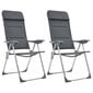 vidaXL kempinga krēsli, 2 gab., pelēki, 58x69x111 cm, alumīnijs cena un informācija |  Tūrisma mēbeles | 220.lv