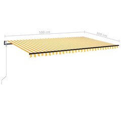 vidaXL izvelkama markīze, LED, vēja sensors, dzeltenbalta, 500x300 cm цена и информация | Зонты, маркизы, стойки | 220.lv