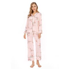 Sieviešu pidžamas komplekts ar garām piedurknēm cena un informācija | Naktskrekli, pidžamas | 220.lv