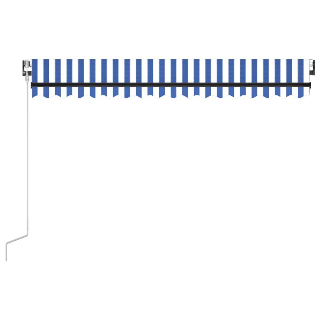 vidaXL izvelkama markīze, LED, vēja sensors, zila un balta, 400x350 cm cena un informācija | Saulessargi, markīzes un statīvi | 220.lv