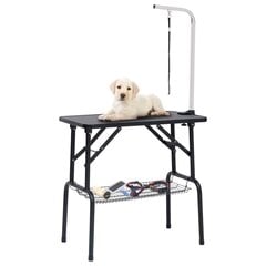 vidaXL regulējams suņu kopšanas galds ar cilpu un grozu цена и информация | Средства по уходу за животными | 220.lv