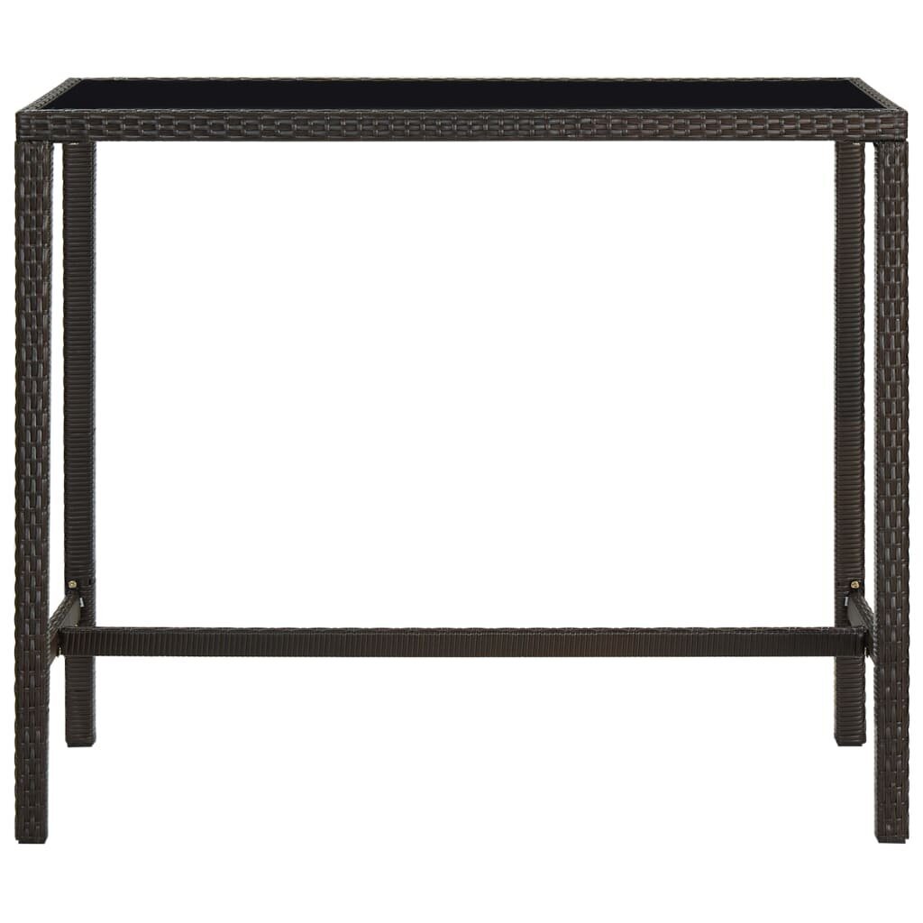 vidaXL dārza bāra galds, 130x60x110 cm, brūna PE rotangpalma, stikls cena un informācija | Dārza galdi | 220.lv