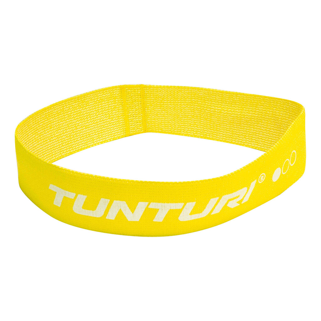 Pretestības gumija Tunturi Textile Light, 64 cm, dzeltena cena un informācija | Fitnesa gumijas, gredzeni | 220.lv