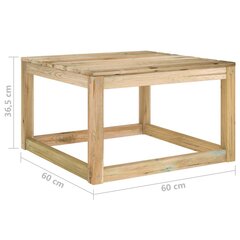 vidaXL dārza palešu galds, 60x60x36,5 cm, zaļi impregnēta priede цена и информация | Столы для сада | 220.lv