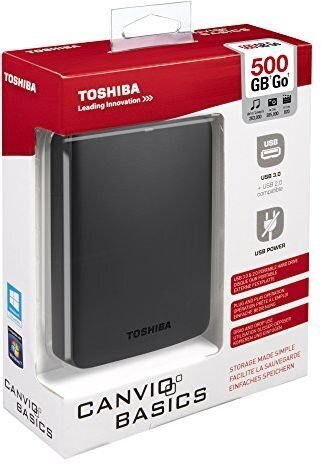 Toshiba Canvio BASICS 500GB USB 3.0 HDTB305EK3AA cena un informācija | Ārējie cietie diski | 220.lv