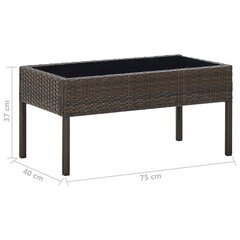 vidaXL dārza galds, brūns, 75x40x37 cm, PE rotangpalma cena un informācija | Dārza galdi | 220.lv