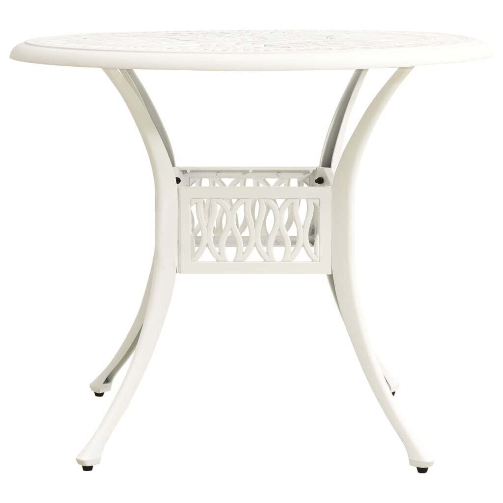 vidaXL dārza galds, balts, 90x90x74 cm, liets alumīnijs cena un informācija | Dārza galdi | 220.lv