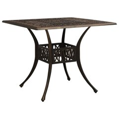 vidaXL dārza galds, bronzas krāsa, 90x90x73 cm, liets alumīnijs cena un informācija | Dārza galdi | 220.lv