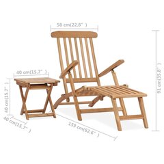 Dārza krēsls ar kāju balstu un galdiņu vidaXL цена и информация | Комплекты уличной мебели | 220.lv