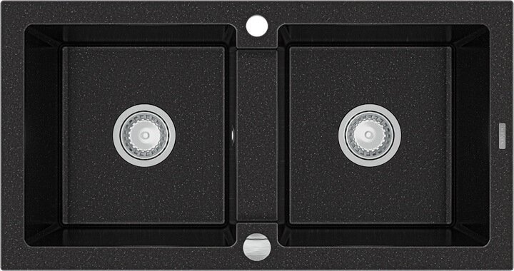Granīta virtuves izlietne Mexen Mario ar jaucējkrānu un sifonu, Metallic black/silver+Chrome cena un informācija | Virtuves izlietnes | 220.lv