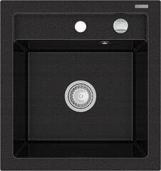 Granīta virtuves izlietne Mexen Vito ar jaucējkrānu un sifonu, Black+Chrome cena un informācija | Virtuves izlietnes | 220.lv