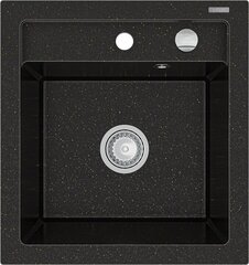 Granīta virtuves izlietne Mexen Vito ar jaucējkrānu un sifonu, Metallic black/gold+Gold cena un informācija | Virtuves izlietnes | 220.lv