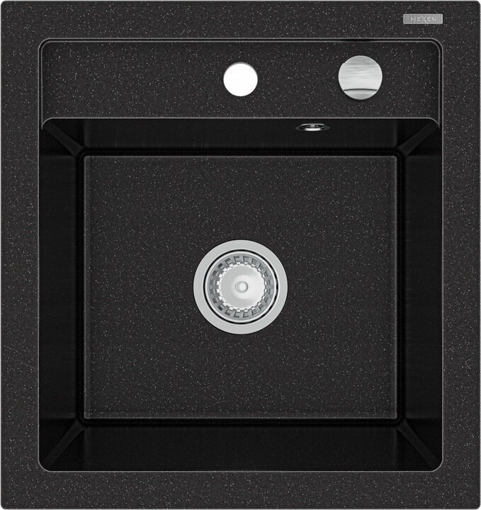 Granīta virtuves izlietne Mexen Vito ar jaucējkrānu un sifonu, Metallic black/silver+Chrome цена и информация | Virtuves izlietnes | 220.lv