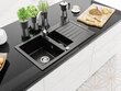 Granīta virtuves izlietne Mexen Matias ar jaucējkrānu un sifonu, Black granite+Chrome cena un informācija | Virtuves izlietnes | 220.lv