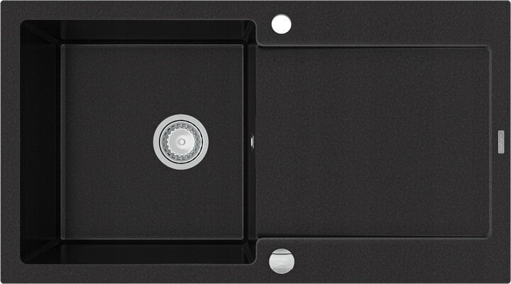 Granīta virtuves izlietne Mexen Leo ar jaucējkrānu un sifonu, Black+Gold cena un informācija | Virtuves izlietnes | 220.lv